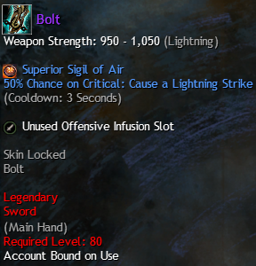 MMOJUGG Guild Wars 2 US Bolt Details View of Item Function and Use