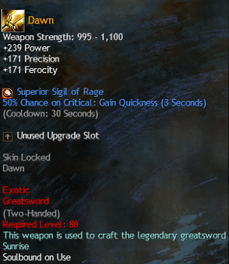 MMOJUGG Guild Wars 2 US Dawn Details View of Item Function and Use