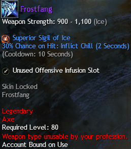 MMOJUGG Guild Wars 2 US Frostfang Details View of Item Function and Use