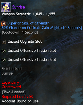 MMOJUGG Guild Wars 2 US Sunrise Details View of Item Function and Use
