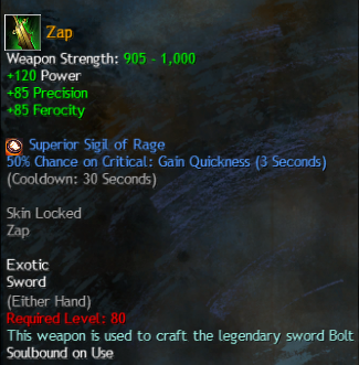 MMOJUGG Guild Wars 2 US Zap Details View of Item Function and Use