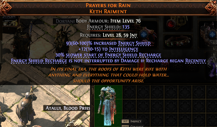 MMOJUGG Path of Exile 2 PRAYERS FOR RAIN KETH RAIMENT#935925 Details View of Item Function and Use