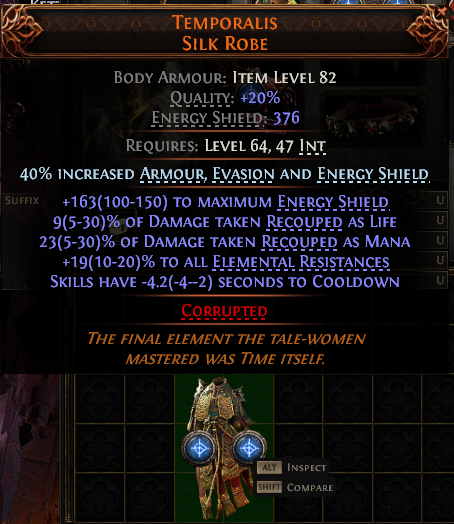 MMOJUGG Path of Exile 2 TEMPORALIS SILK ROBE#936431 Details View of Item Function and Use