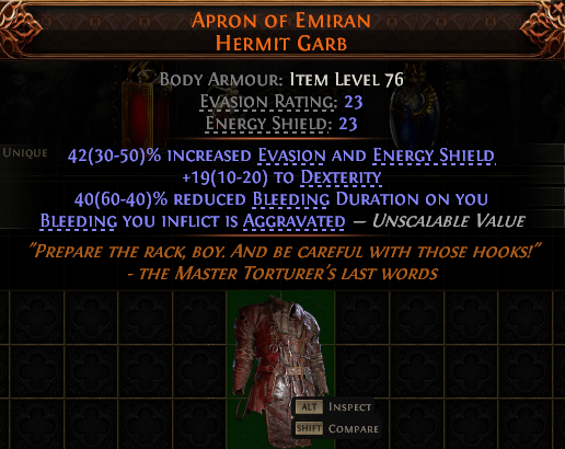 MMOJUGG Path of Exile 2 APRON OF EMIRAN HERMIT GARB#937693 Details View of Item Function and Use