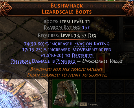 Path of Exile 2 BUSHWHACK LIZARDSCALE BOOTS#937738 Details MMOJUGG Path of Exile 2 BUSHWHACK LIZARDSCALE BOOTS#937738 Details View of Item Function and Use