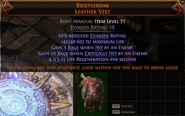 MMOJUGG Path of Exile 2 BRISTLEBOAR LEATHER VEST#937744 Details View of Item Function and Use