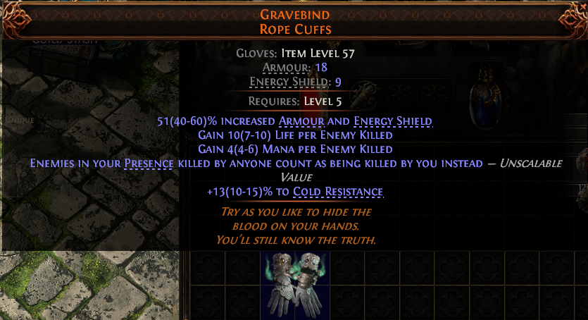 MMOJUGG Path of Exile 2 GRAVEBIND ROPE CUFFS#937769 Details View of Item Function and Use