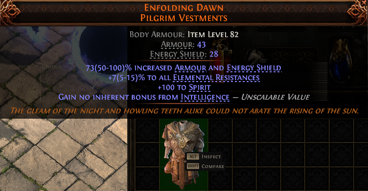 MMOJUGG Path of Exile 2 ENFOLDING DAWN PILGRIM VESTMENTS#937795 Details View of Item Function and Use