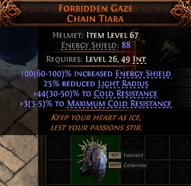 Path of Exile 2 FORBIDDEN GAZE CHAIN TIARA#937807 Details MMOJUGG Path of Exile 2 FORBIDDEN GAZE CHAIN TIARA#937807 Details View of Item Function and Use