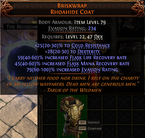 MMOJUGG Path of Exile 2 BRISKWRAP RHOAHIDE COAT#937828 Details View of Item Function and Use