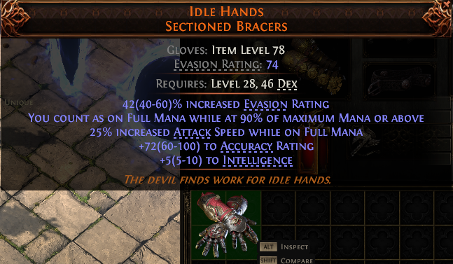 MMOJUGG Path of Exile 2 IDLE HANDS SECTIONED BRACERS#937831 Details View of Item Function and Use