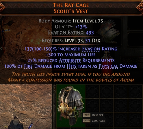 MMOJUGG Path of Exile 2 THE RAT CAGE SCOUT'S VEST#937840 Details View of Item Function and Use
