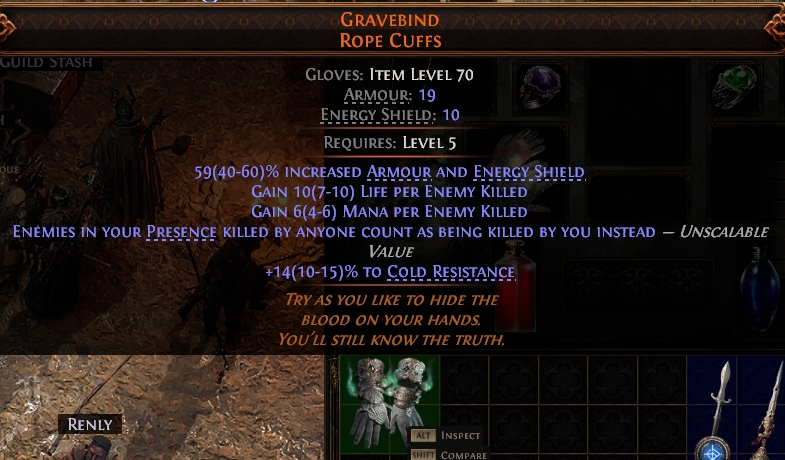 MMOJUGG Path of Exile 2 GRAVEBIND ROPE CUFFS#937864 Details View of Item Function and Use