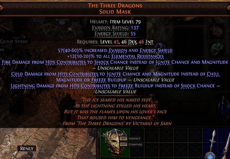 MMOJUGG Path of Exile 2 THE THREE DRAGONS SOLID MASK#937869 Details View of Item Function and Use
