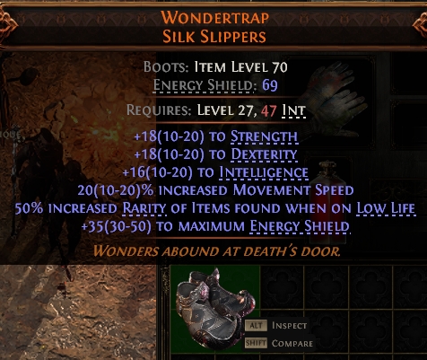 MMOJUGG Path of Exile 2 WONDERTRAP SILK SLIPPERS#937870 Details View of Item Function and Use
