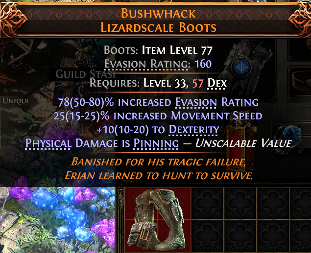Path of Exile 2 BUSHWHACK LIZARDSCALE BOOTS#937916 Details MMOJUGG Path of Exile 2 BUSHWHACK LIZARDSCALE BOOTS#937916 Details View of Item Function and Use