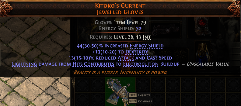 MMOJUGG Path of Exile 2 KITOKO'S CURRENT JEWELLED GLOVES#938322 Details View of Item Function and Use