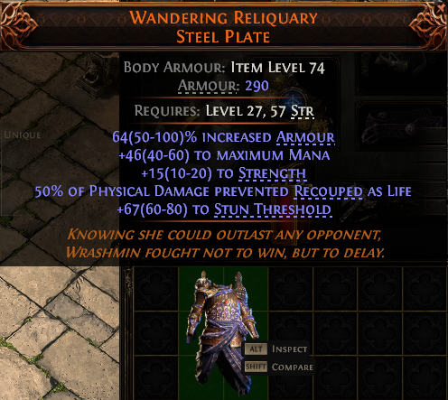 MMOJUGG Path of Exile 2 WANDERING RELIQUARY STEEL PLATE#938347 Details View of Item Function and Use