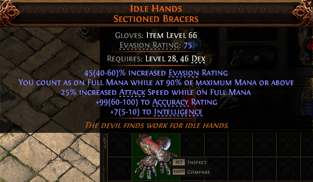 MMOJUGG Path of Exile 2 IDLE HANDS SECTIONED BRACERS#938348 Details View of Item Function and Use