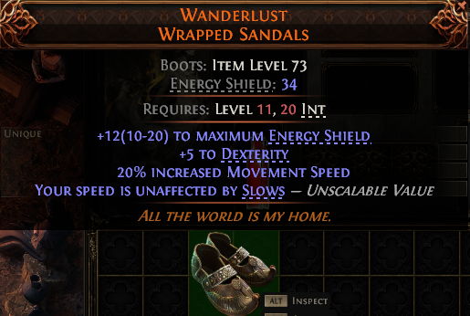 MMOJUGG Path of Exile 2 WANDERLUST WRAPPED SANDALS#938387 Details View of Item Function and Use