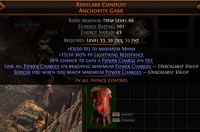 MMOJUGG Path of Exile 2 REDFLARE CONDUIT ANCHORITE GARB#938435 Details View of Item Function and Use