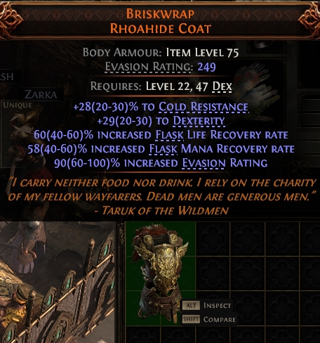 MMOJUGG Path of Exile 2 BRISKWRAP RHOAHIDE COAT#938447 Details View of Item Function and Use