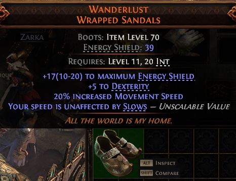 MMOJUGG Path of Exile 2 WANDERLUST WRAPPED SANDALS#938468 Details View of Item Function and Use