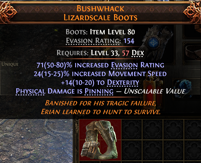 Path of Exile 2 BUSHWHACK LIZARDSCALE BOOTS#938501 Details MMOJUGG Path of Exile 2 BUSHWHACK LIZARDSCALE BOOTS#938501 Details View of Item Function and Use
