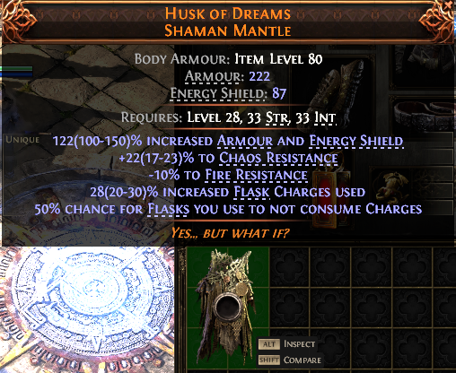 MMOJUGG Path of Exile 2 HUSK OF DREAMS SHAMAN MANTLE#939099 Details View of Item Function and Use