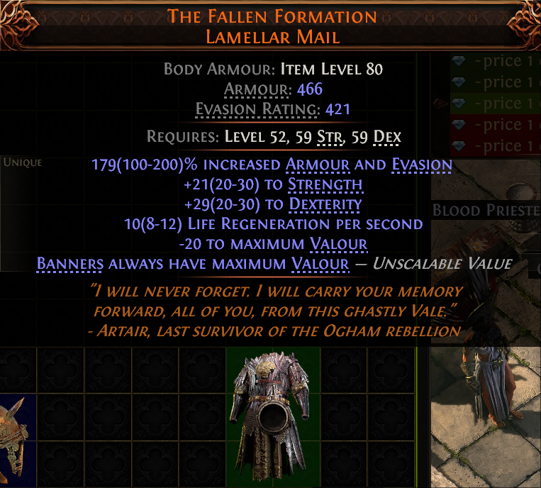 MMOJUGG Path of Exile 2 THE FALLEN FORMATION LAMELLAR MAIL#939657 Details View of Item Function and Use
