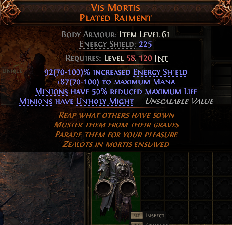MMOJUGG Path of Exile 2 VIS MORTIS PLATED RAIMENT#939963 Details View of Item Function and Use