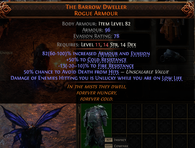 MMOJUGG Path of Exile 2 THE BARROW DWELLER ROGUE ARMOUR#940217 Details View of Item Function and Use