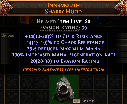 MMOJUGG Path of Exile 2 INNSMOUTH SHABBY HOOD#940543 Details View of Item Function and Use