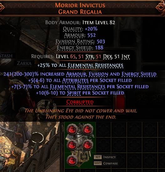 MMOJUGG Path of Exile 2 MORIOR INVICTUS GRAND REGALIA#941119 Details View of Item Function and Use