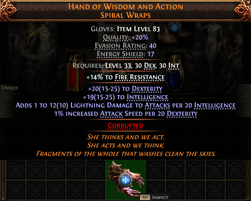 MMOJUGG Path of Exile 2 HAND OF WISDOM AND ACTION SPIRAL WRAPS#941354 Details View of Item Function and Use