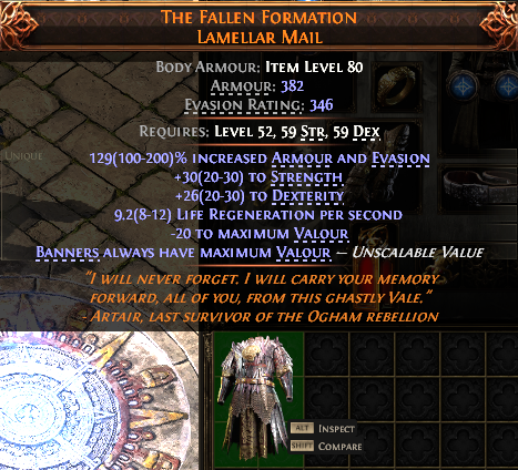 MMOJUGG Path of Exile 2 THE FALLEN FORMATION LAMELLAR MAIL#941432 Details View of Item Function and Use