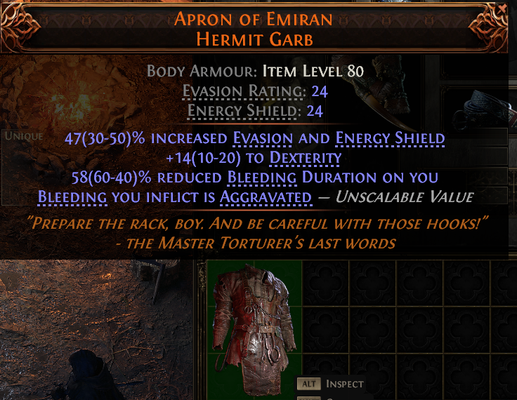 MMOJUGG Path of Exile 2 APRON OF EMIRAN HERMIT GARB#942023 Details View of Item Function and Use