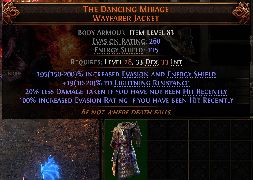 MMOJUGG Path of Exile 2 THE DANCING MIRAGE WAYFARER JACKET#942165 Detalhes da função e uso do item
