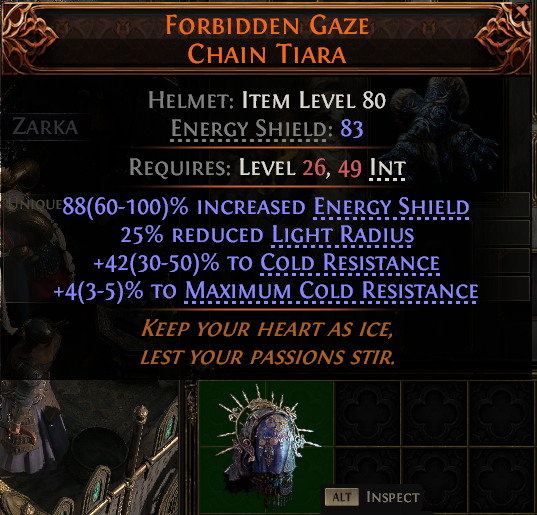 MMOJUGG Path of Exile 2 FORBIDDEN GAZE CHAIN TIARA#945031 Details View of Item Function and Use