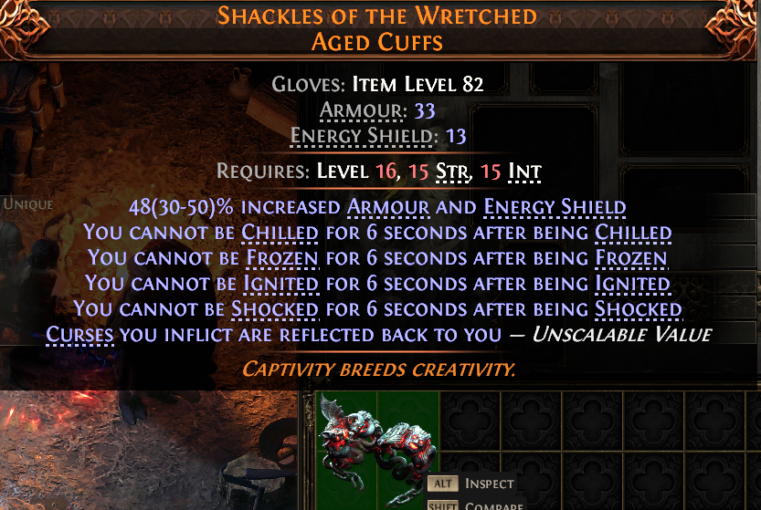 MMOJUGG Path of Exile 2 SHACKLES OF THE WRETCHED AGED CUFFS#945369 Details View of Item Function and Use