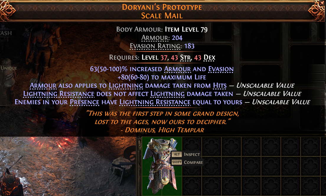 MMOJUGG Path of Exile 2 DORYANI'S PROTOTYPE SCALE MAIL#945381 Details View of Item Function and Use