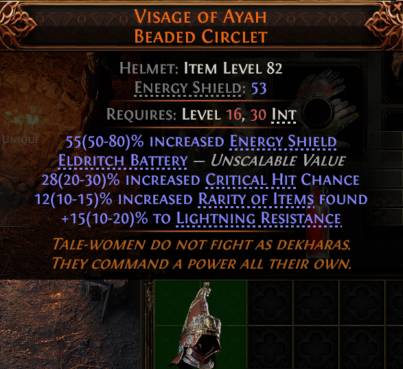 MMOJUGG Path of Exile 2 VISAGE OF AYAH BEADED CIRCLET#945729 Details View of Item Function and Use