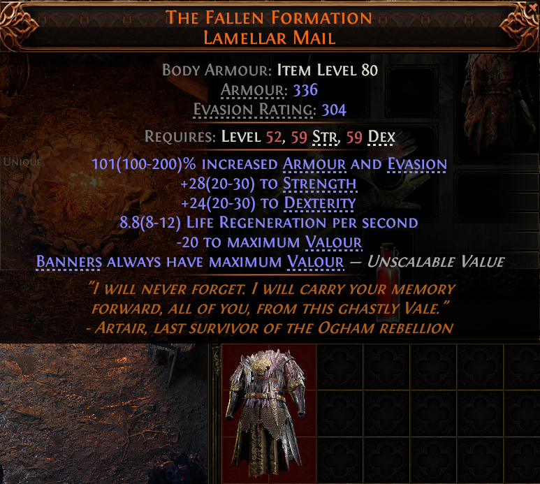 MMOJUGG Path of Exile 2 THE FALLEN FORMATION LAMELLAR MAIL#945818 Details View of Item Function and Use
