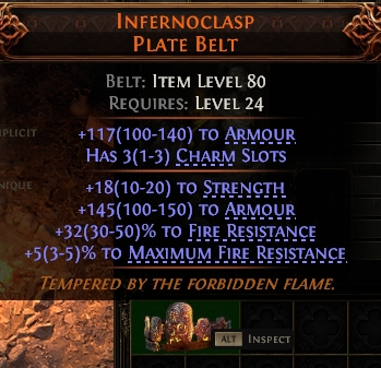 MMOJUGG Path of Exile 2 INFERNOCLASP PLATE BELT#945968 Details View of Item Function and Use