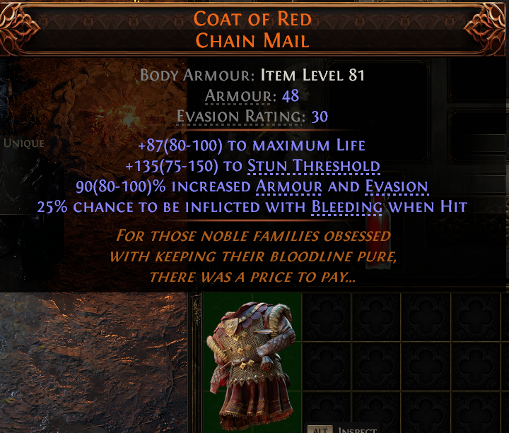 MMOJUGG Path of Exile 2 COAT OF RED CHAIN MAIL#946348 Details View of Item Function and Use