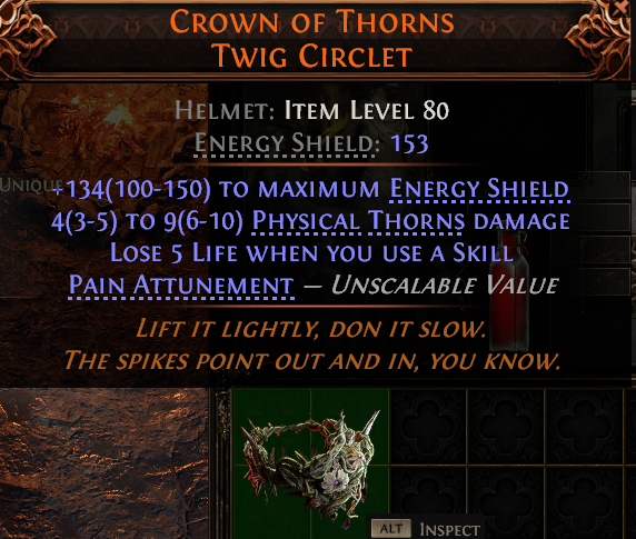 MMOJUGG Path of Exile 2 CROWN OF THORNS TWIG CIRCLET#946379 Details View of Item Function and Use