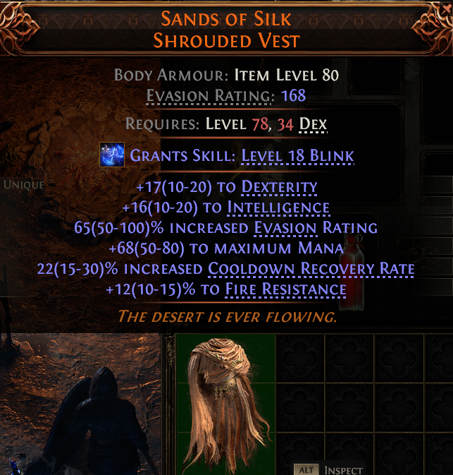 MMOJUGG Path of Exile 2 SANDS OF SILK SHROUDED VEST#946390 Details View of Item Function and Use