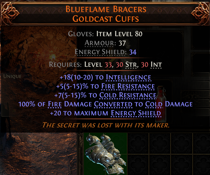 Path of Exile 2 BLUEFLAME BRACERS GOLDCAST CUFFS#946400 Details MMOJUGG Path of Exile 2 BLUEFLAME BRACERS GOLDCAST CUFFS#946400 Details View of Item Function and Use