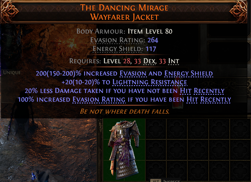MMOJUGG Path of Exile 2 THE DANCING MIRAGE WAYFARER JACKET#946416 Details View of Item Function and Use