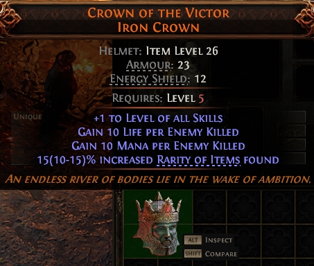 MMOJUGG Path of Exile 2 CROWN OF THE VICTOR IRON CROWN#946587 Details View of Item Function and Use